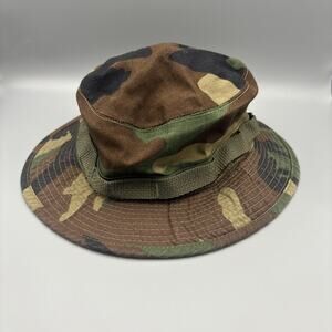 Vintage Goretex Bucket Hat US Military Jungle Type II Woodland Camo